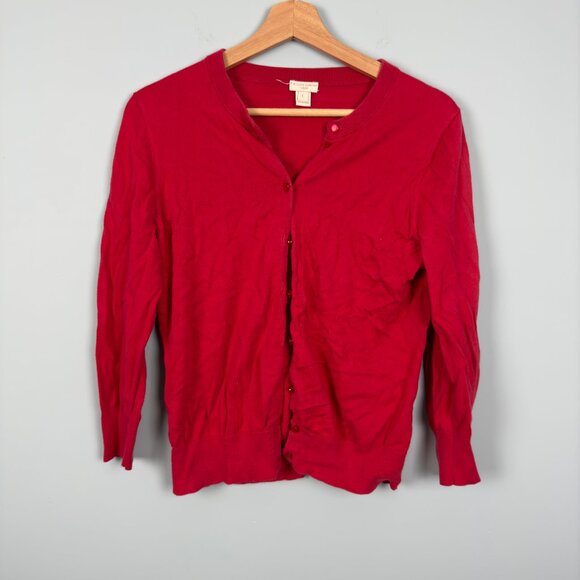 J. Crew Women's Clare Cardigan in Classic Cardinal, Size L - Picture 4 of 8
